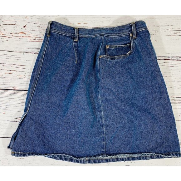 Vintage Bill Blass Jean Denim Skirt Size 14 Classic Blue Cotton Knee Lengh - Picture 9 of 9